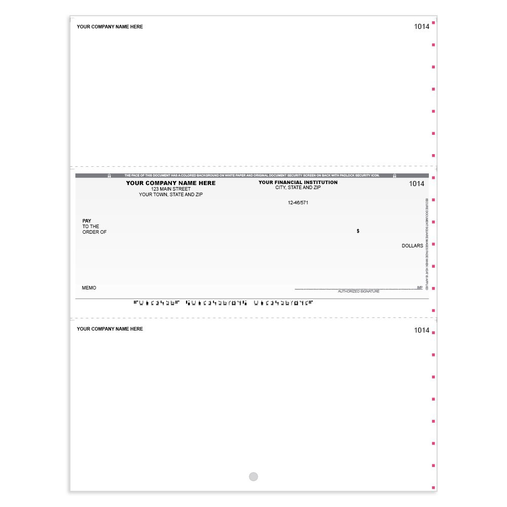 Classic Style Imprinted Check Middle w/ Sig Line-Gray