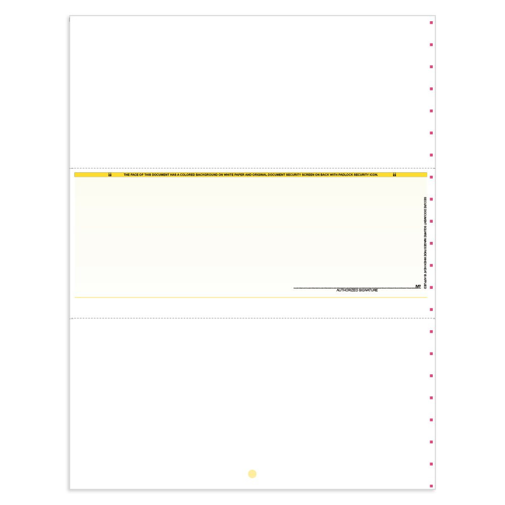 Classic Style Check Middle w/ Sig Line-Yellow