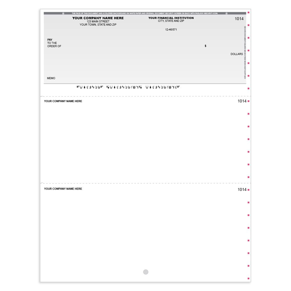 Classic Style Imprinted Check - QuickBook- Top w/ No Lines-GY 