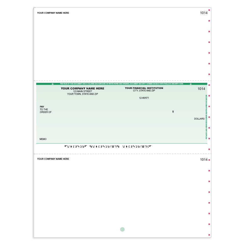 Classic Style Imprinted Check Middle w/ No Lines-Green