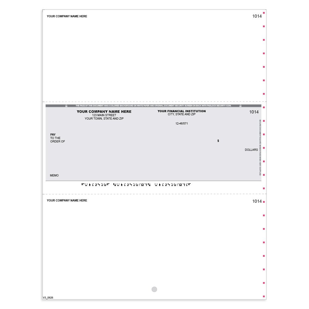 Classic Style Imprinted Check - Peachtree-Middle w/ No Lines-GY