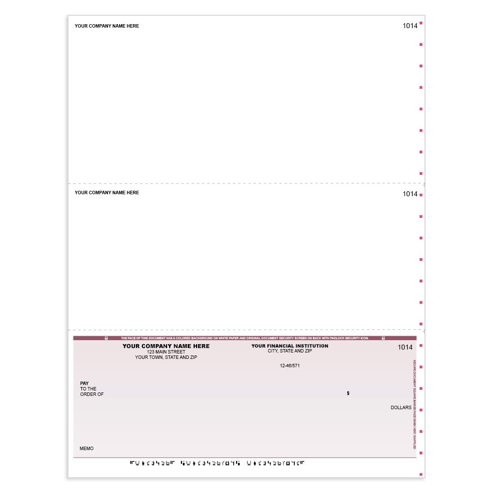 Classic Laser Checks-Bottom w/ No Lines - BU - 2 Perf- IM