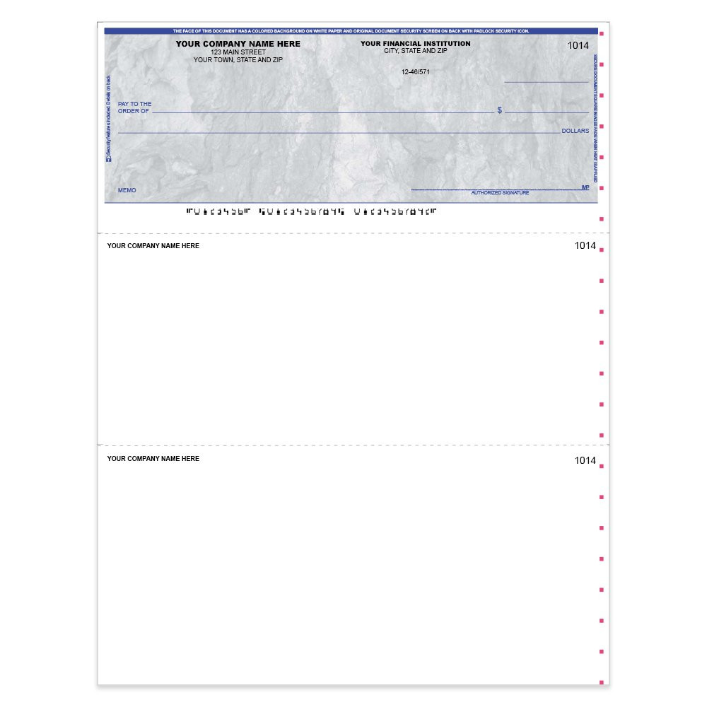 Stone Style Imprinted Check - QuickBook-Top w/ Lines-BL
