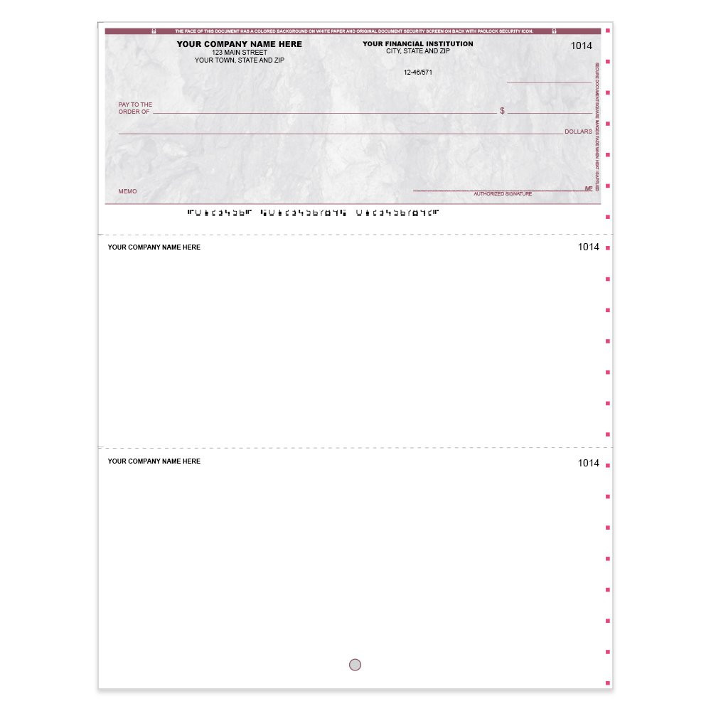 Stone Style Imprinted Check - QuickBook-Top w/ Lines-BU