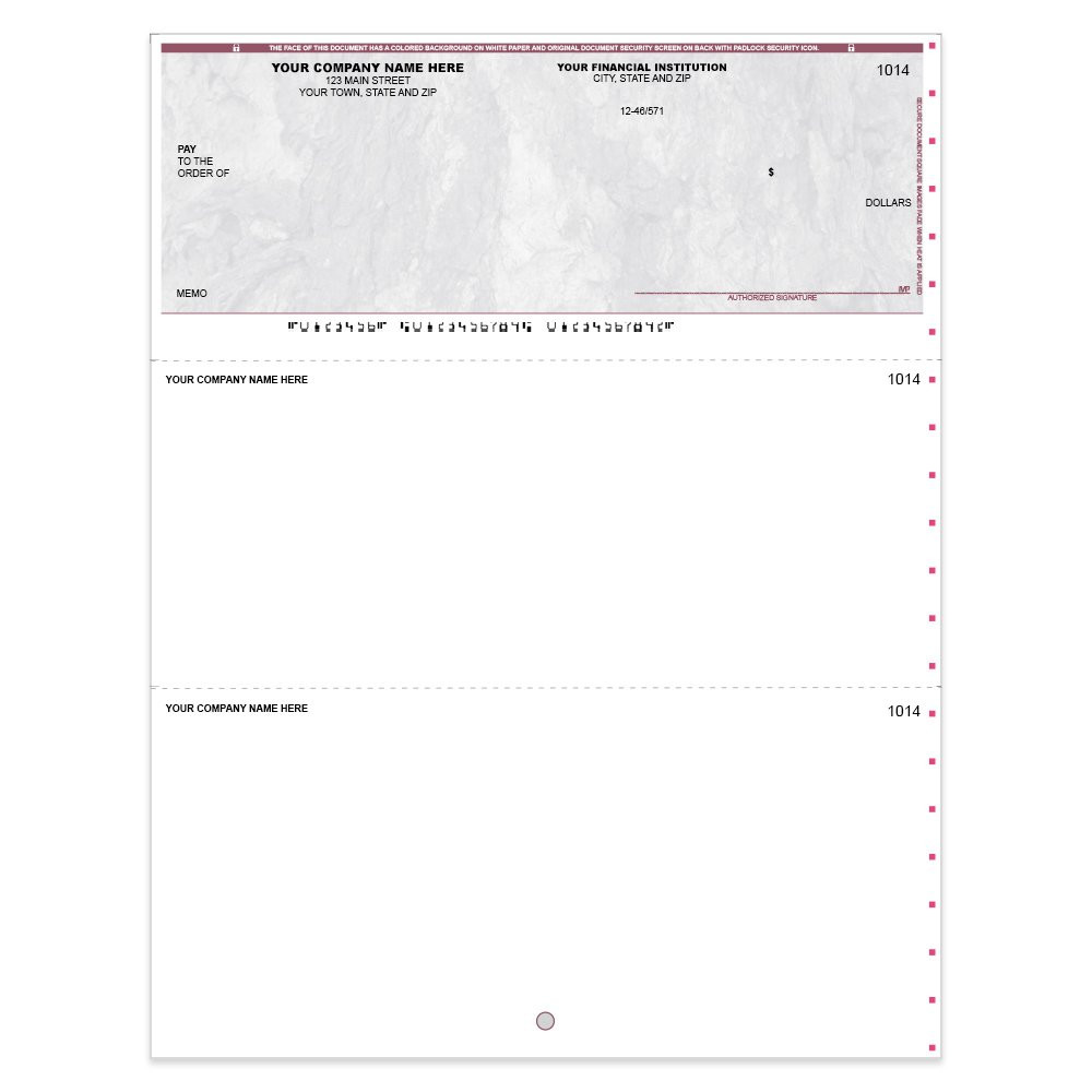 Stone Style Imprinted Check - MYOB- Top w/ Sig Line-BU