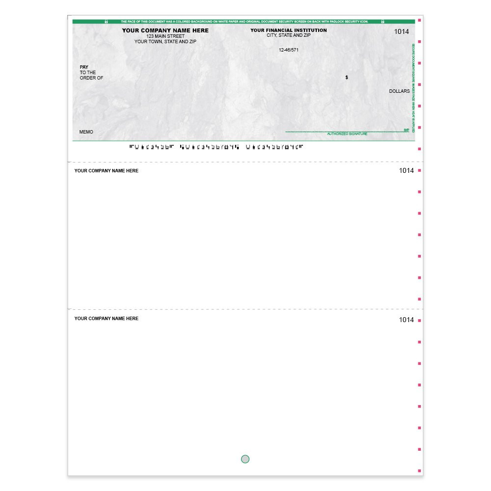 Stone Style Imprinted Check Top w/ Sig Line-Green