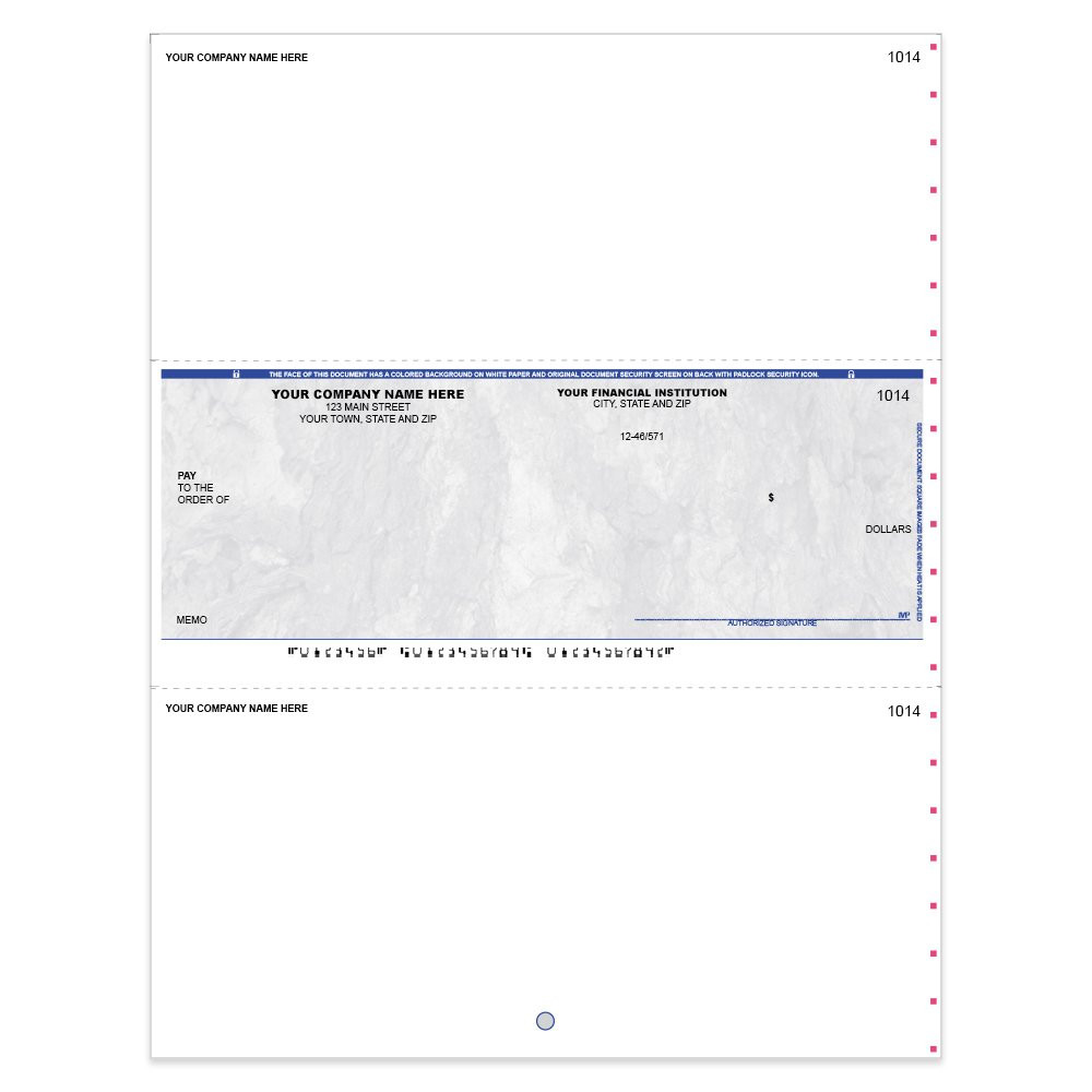 Stone Style Imprinted Check Middle w/ Sig Line-Blue