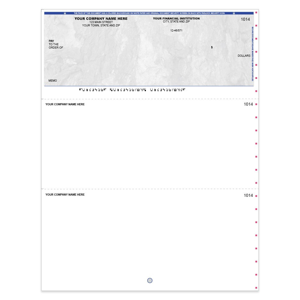 Stone Style Imprinted Check - QuickBook-Top w/ No Lines-BL