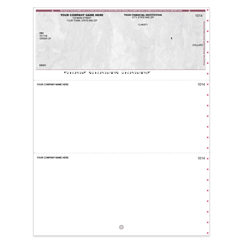 Stone Style Imprinted Check - QuickBook-Top w/ No Lines-BU