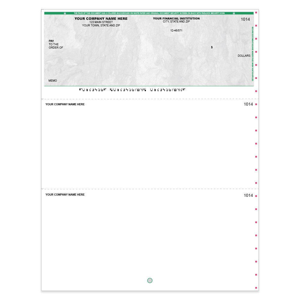 Stone Style Imprinted Check - QuickBook-Top w/ No Lines-GN 
