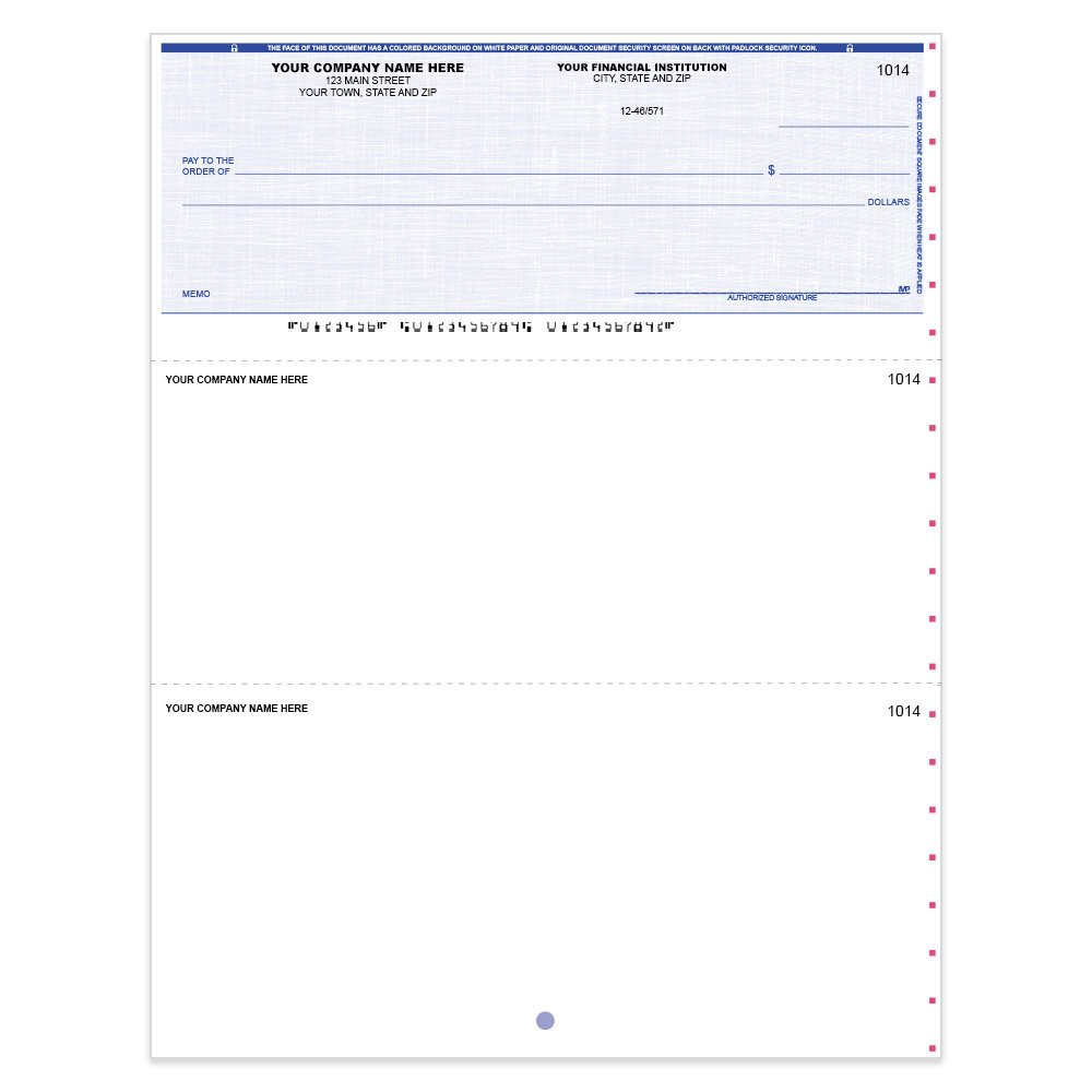 Linen Style Imprinted Check - QuickBook-Top w/ Lines-BL