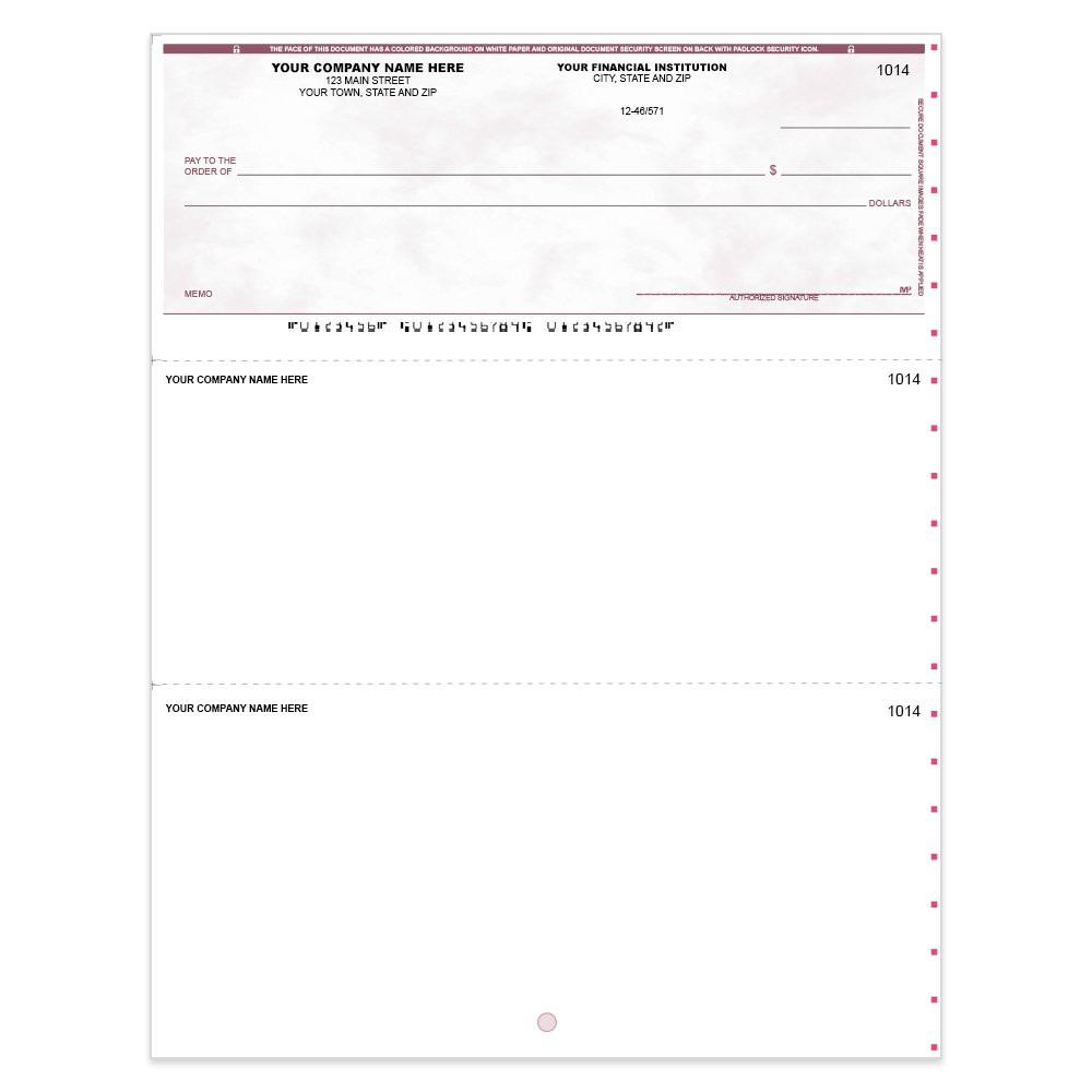 Marble Sky Imprinted Check - Microsoft Money-Top w/ Lines-BU