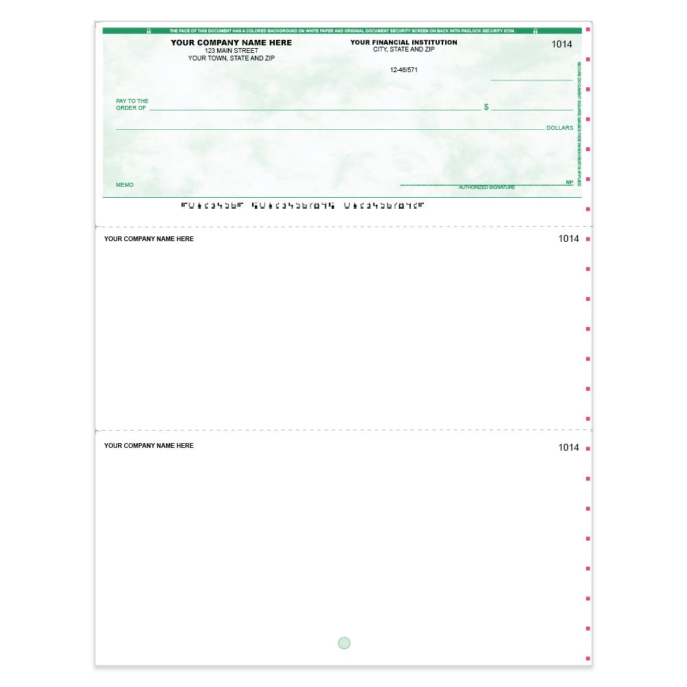 Marble Sky Imprinted Check - Microsoft Money-Top w/ Lines-GN