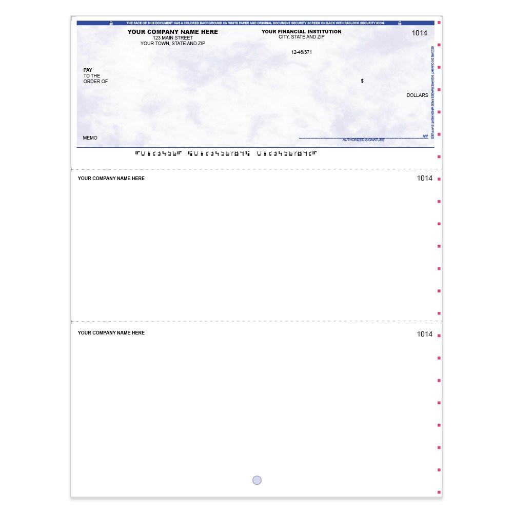 Marble Sky Imprinted Check - MYOB- Top w/ Sig Line-BL