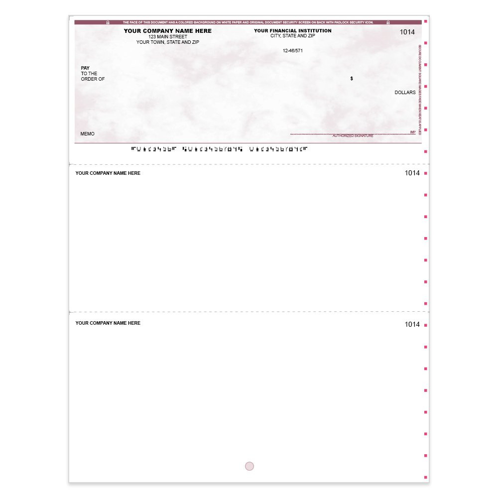 Marble Sky Imprinted Check - Microsoft Money-Top w/ Sig Line-BU