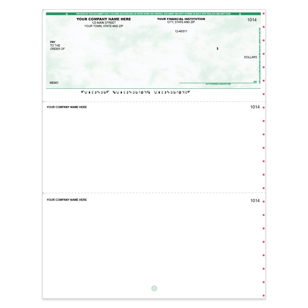 Marble Sky Imprinted Check - Microsoft Money-Top w/ Sig Line-GN
