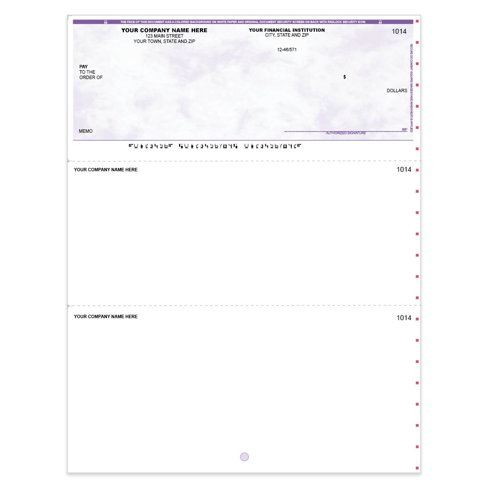 Marble Sky Imprinted Check - MYOB- Top w/ Sig Line-PL
