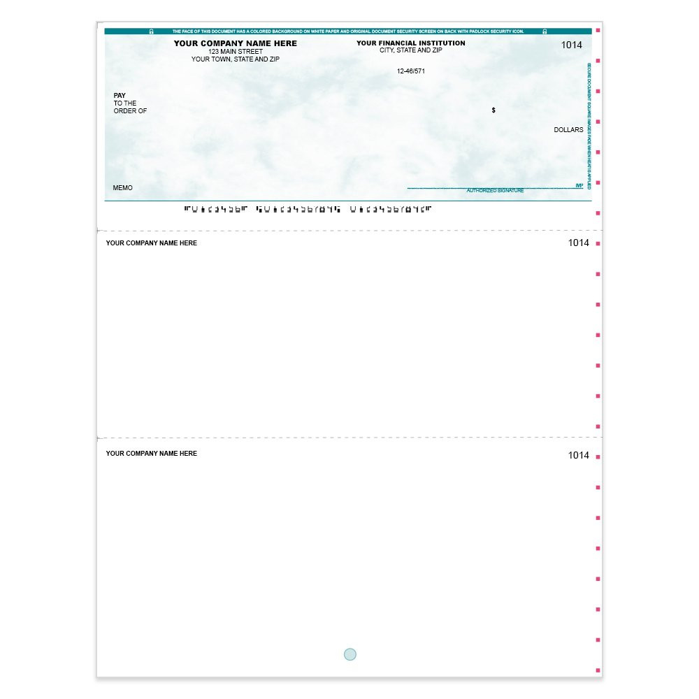 Marble Sky Imprinted Check - Microsoft Money-Top w/ Sig Line-TL