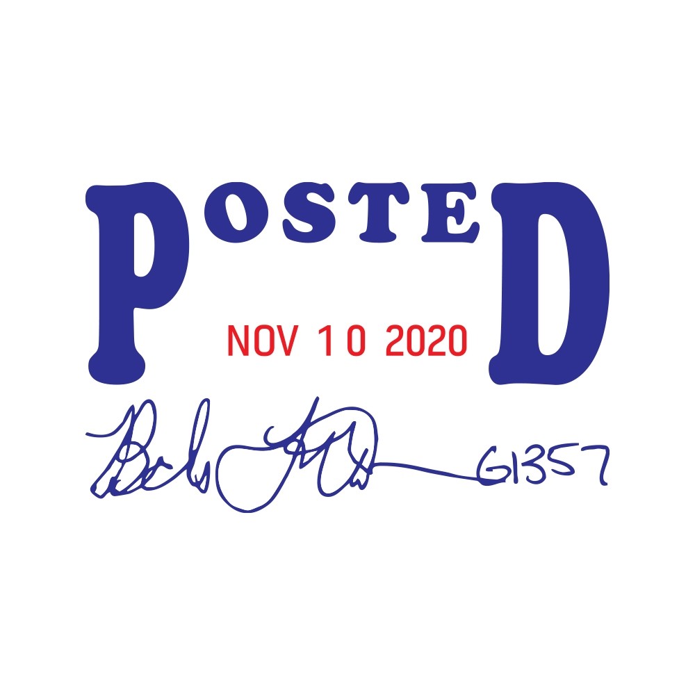 Posted w/ Date - Blue Text w/ Red Date