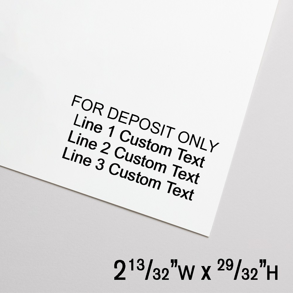 Self-Inking Stamp - For Deposit Only - 3 Lines Cust Text - Black - 2.4"W x 9"H - Large