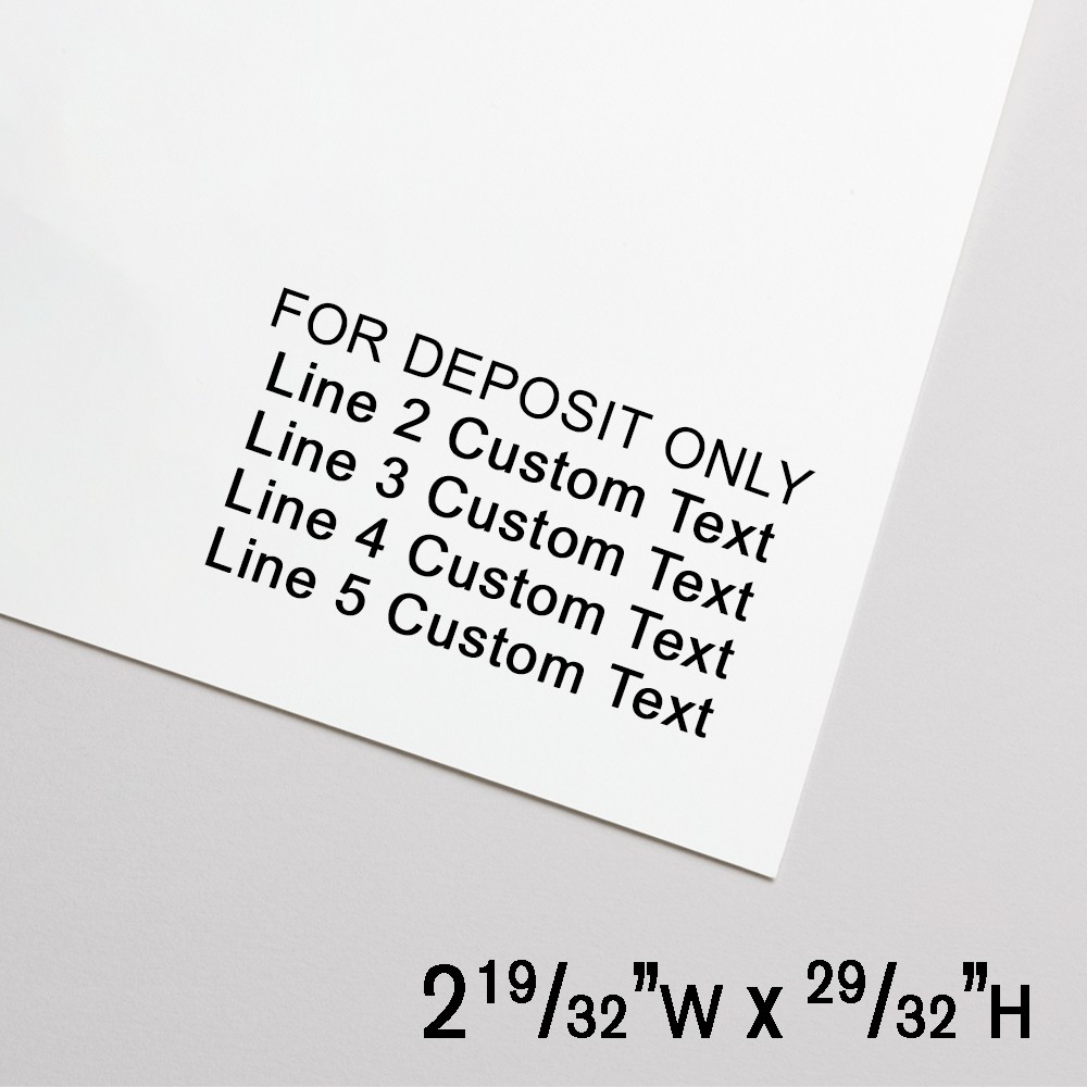 Self-Inking Stamp - For Deposit Only - 4 Lines Cust Text - Black - 2.6"W x 9"H - Extra Large