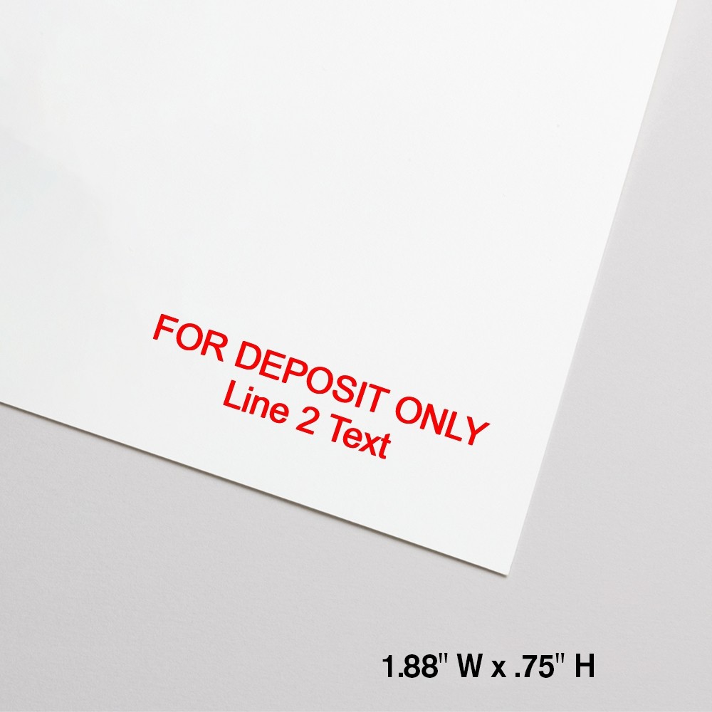 Self-Inking Stamp - For Deposit Only - 1 line Custom Text - Red Ink