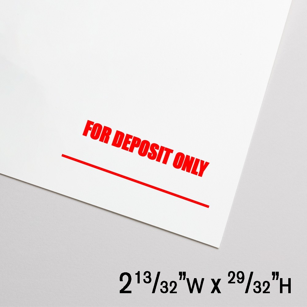 Self-Inking Stamp - Underlined - For Deposit Only - Red - 2.4"W x .9"H - Large