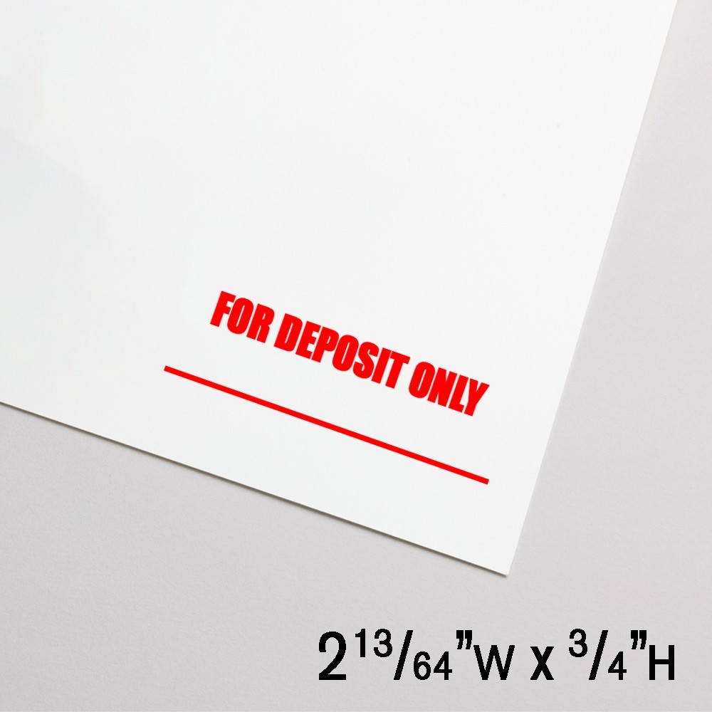 Self-Inking Stamp - Underlined - For Deposit Only - Red - 2.2"W x .75"H - Medium