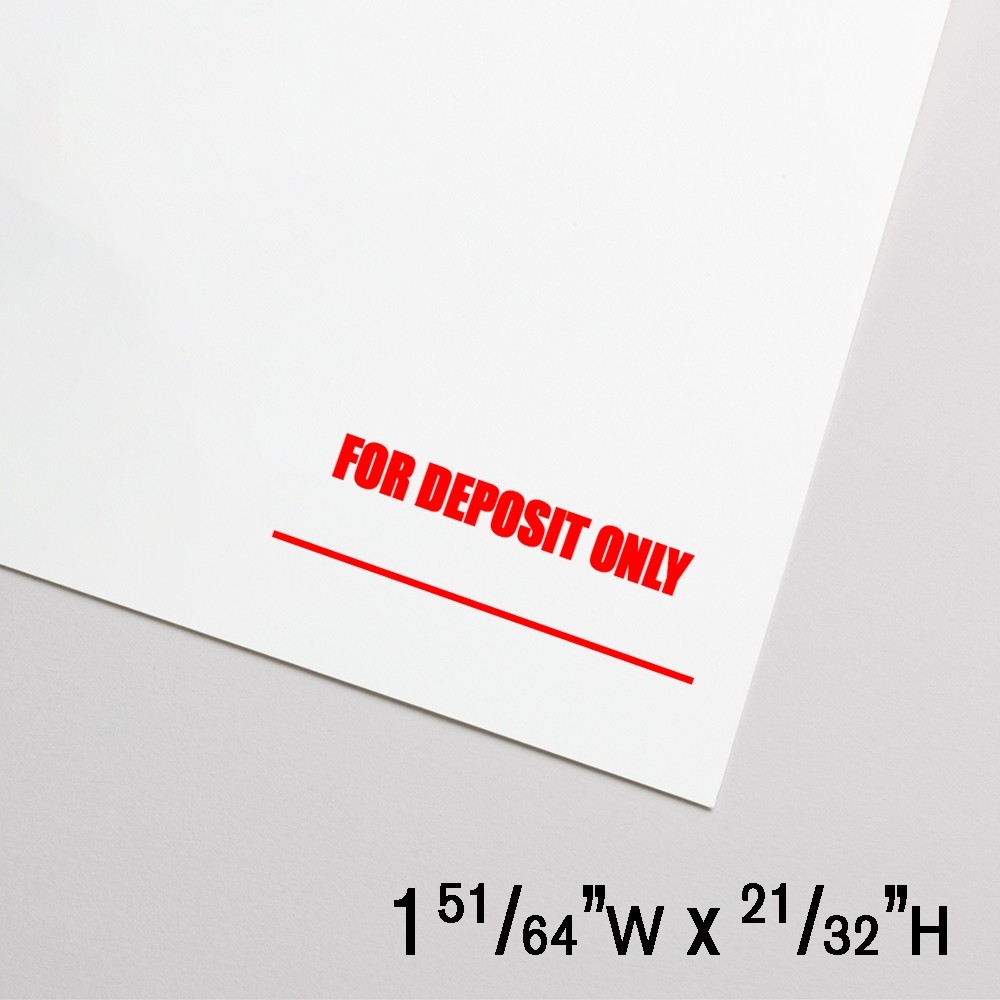 Self-Inking Stamp - Underlined - For Deposit Only - Red - 1.8"W x .65"H - Small