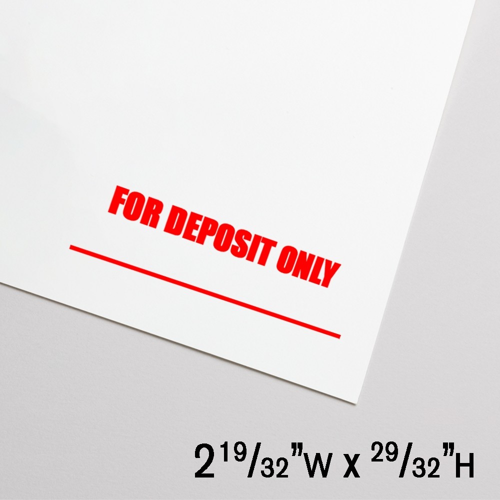 Self-Inking Stamp - Underlined - For Deposit Only - Red - 2.6"W x .9" - Extra Large