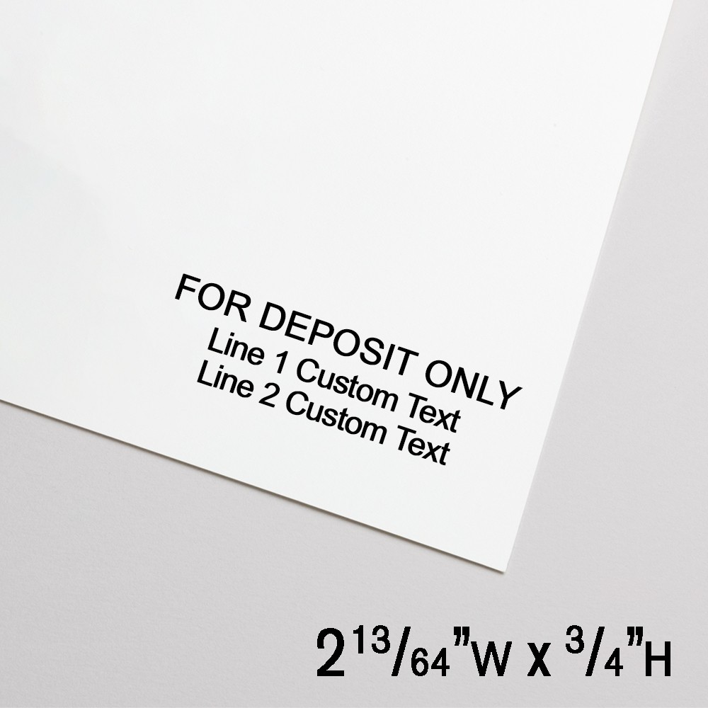 Self-Inking Stamp - For Deposit Only - 2 Lines Cust Text - Black - 2.2"W x .75"H - Medium