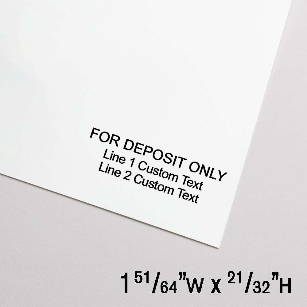 Self-Inking Stamp - For Deposit Only - 2 Lines Cust Text - Black - 1.8"W x .65"H - Small