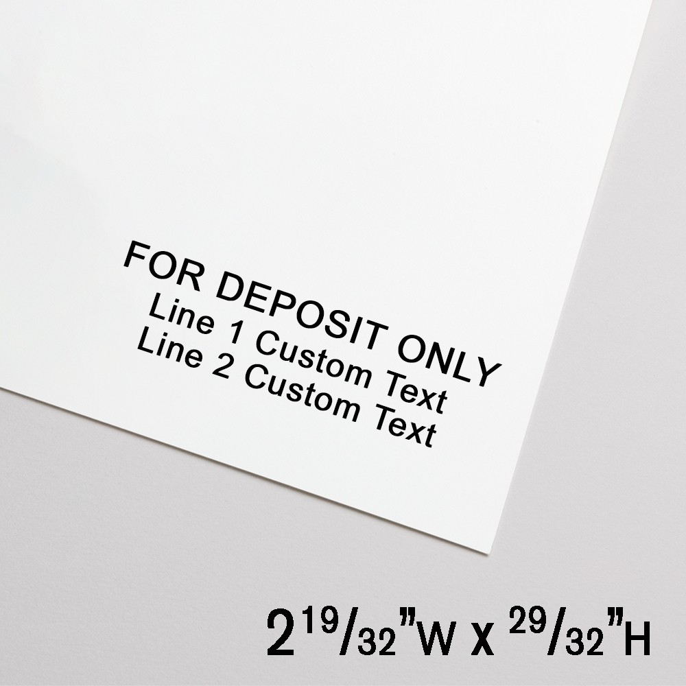 Self-Inking Stamp - For Deposit Only - 2 Lines Cust Text - Black - 2.6"W x .9"H - Extra Large
