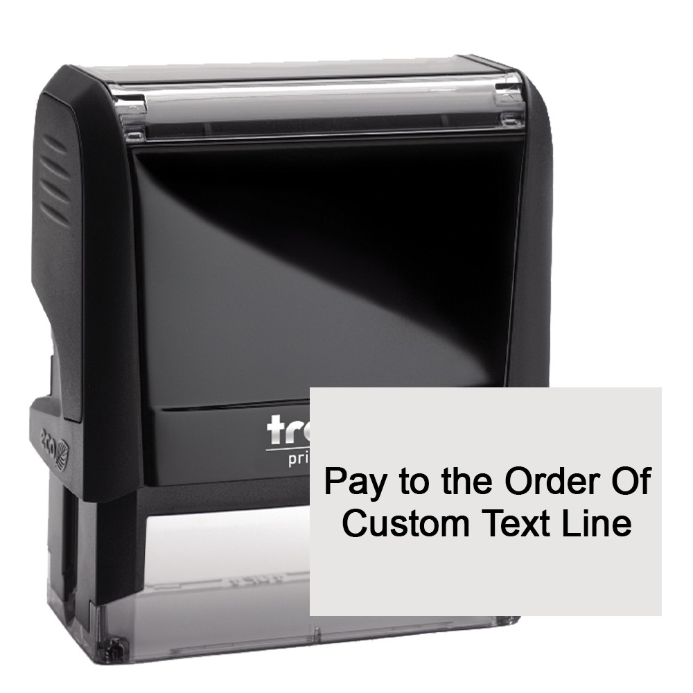 Self-Inking Stamp - Pay to the Order Of - 1 line Custom Text - 2.75W x 0.3H - Black Ink