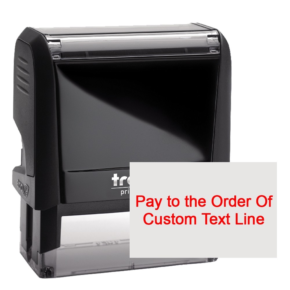 Self-Inking Stamp - Pay to the Order Of - 1 line Custom Text - 2.75W x 0.3H - Red Ink