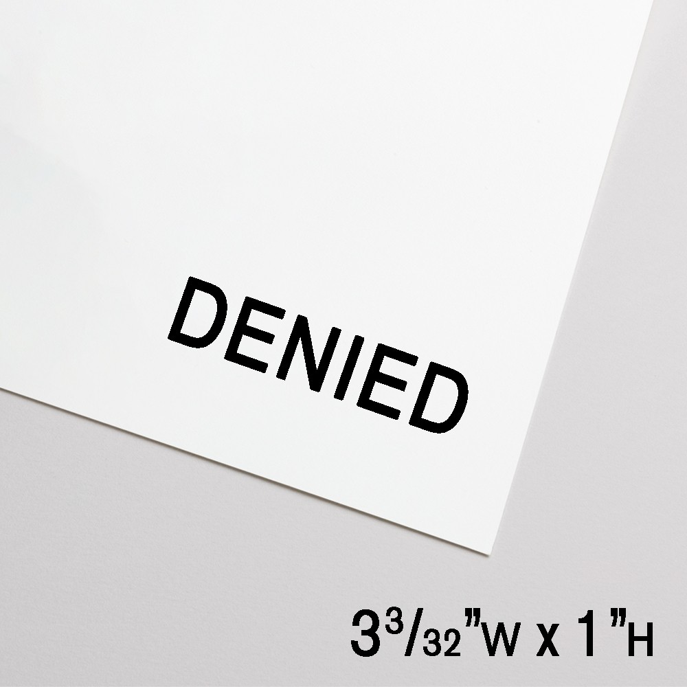 Self-Inking Stamp - Denied - Black Ink - 3.1"W x 1.0"H - Extra Large