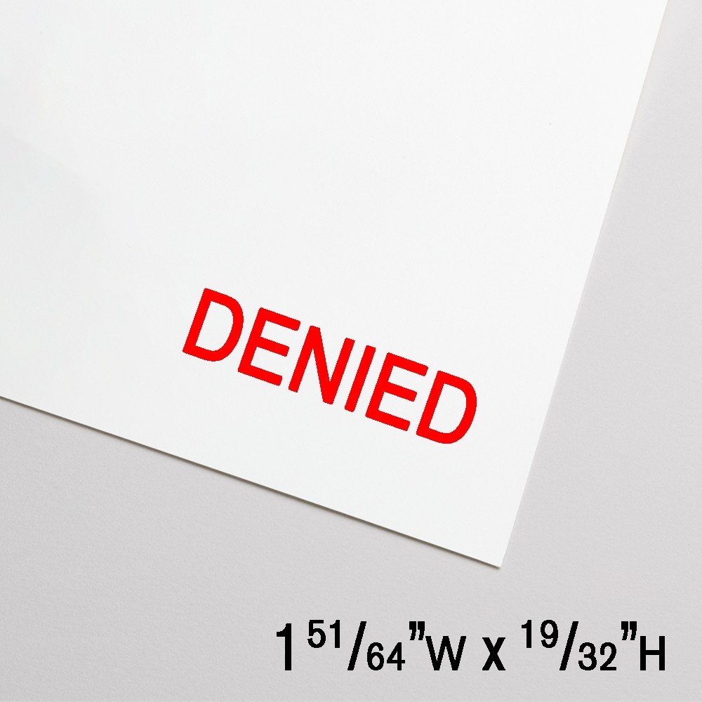 Self-Inking Stamp - Denied - Red Ink - 1.8"W x 0.6"H - Large