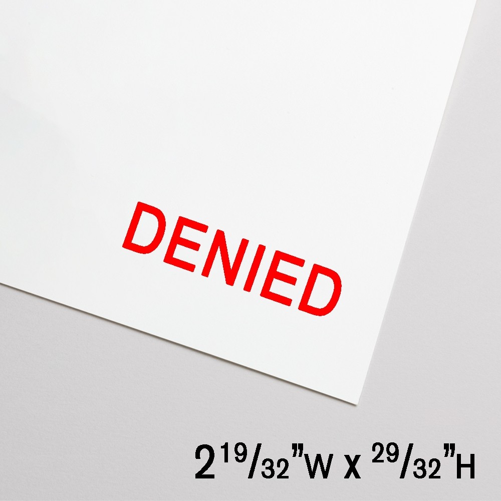Self-Inking Stamp - Denied - Red Ink - 3.1"W x 1.0"H - Extra Large