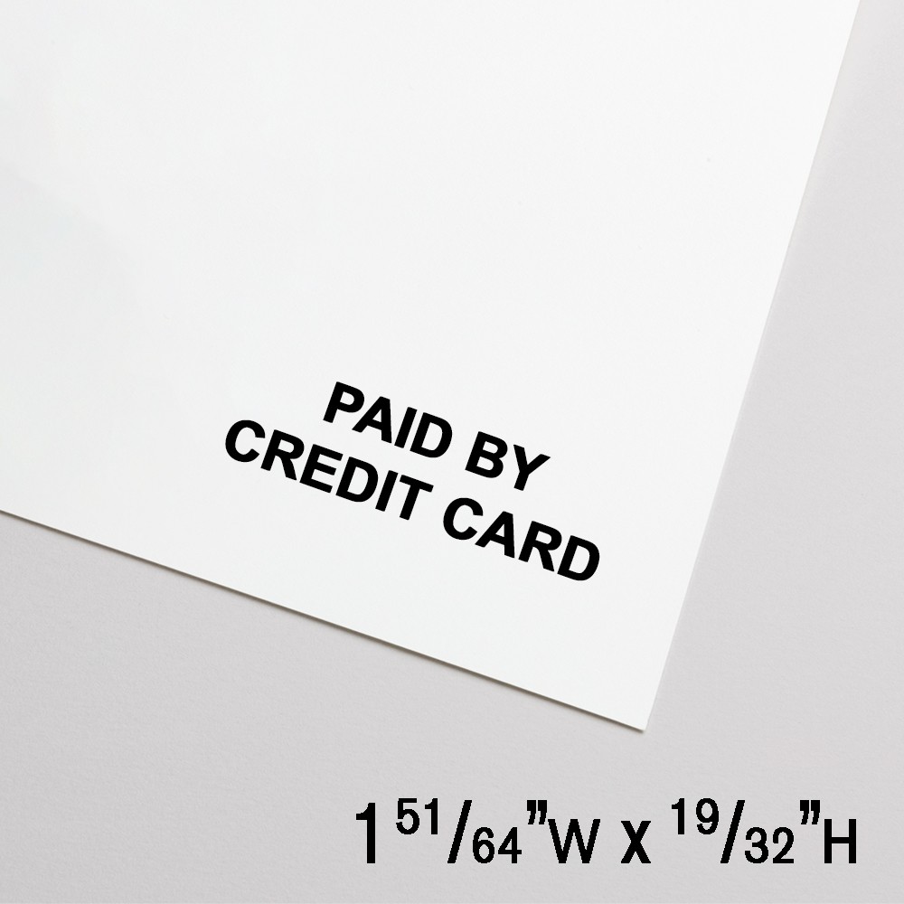 Self-Inking Paid by Credit Card - Black Ink - 1.8"W x 0.6"H - Large