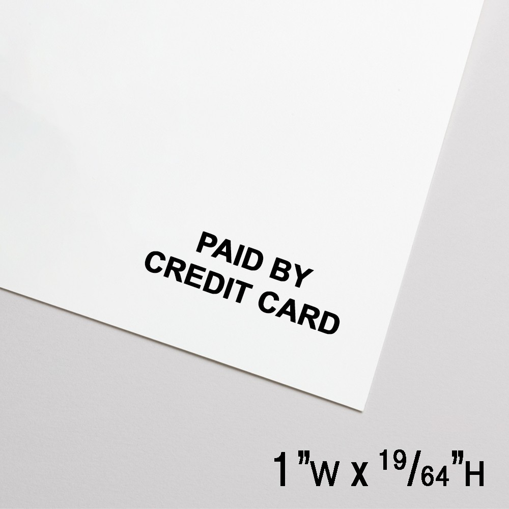 Self-Inking Paid by Credit Card - Black Ink - 1.0"W x 0.3"H - Small