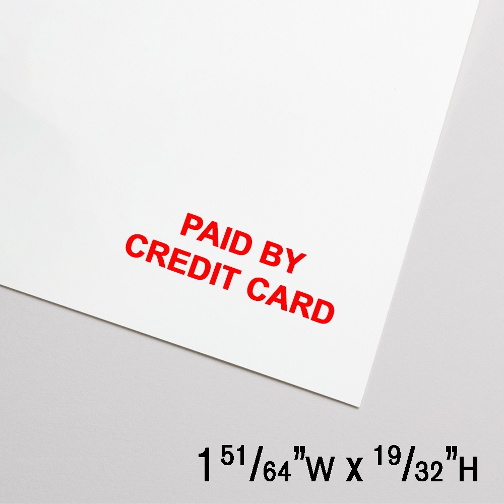 Self-Inking Paid by Credit Card - Red Ink - 1.8"W x 0.6"H - Large