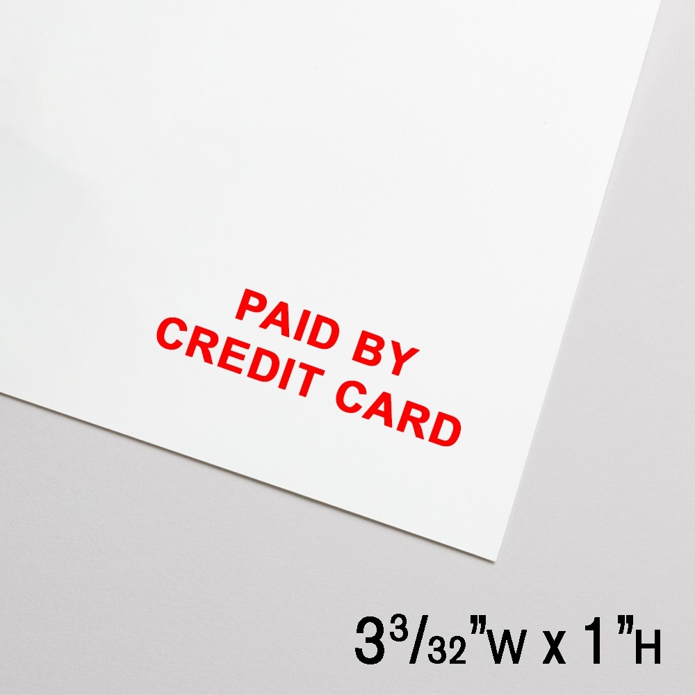 Self-Inking Paid by Credit Card - Red Ink - 3.1"W x 1.0"H - Extra Large