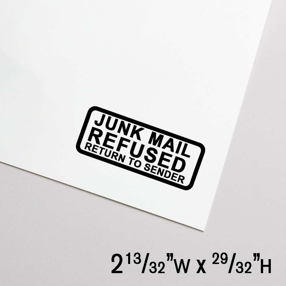 Self-Inking Stamp - Junk Mail Refused Return to Sender - Black Ink - 2.4"W x 0.9"H Large