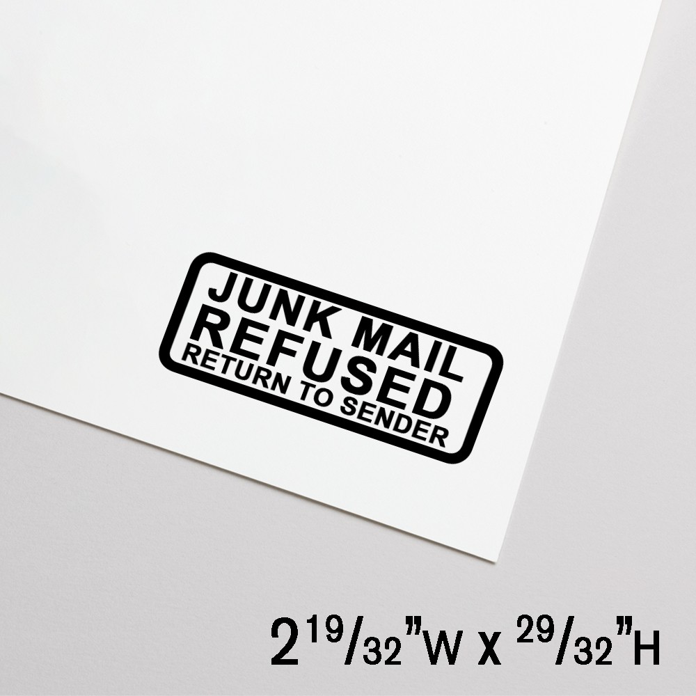 Self-Inking Stamp - Junk Mail Refused Return to Sender - Black Ink - 2.6"W x 0.9"H Extra Large