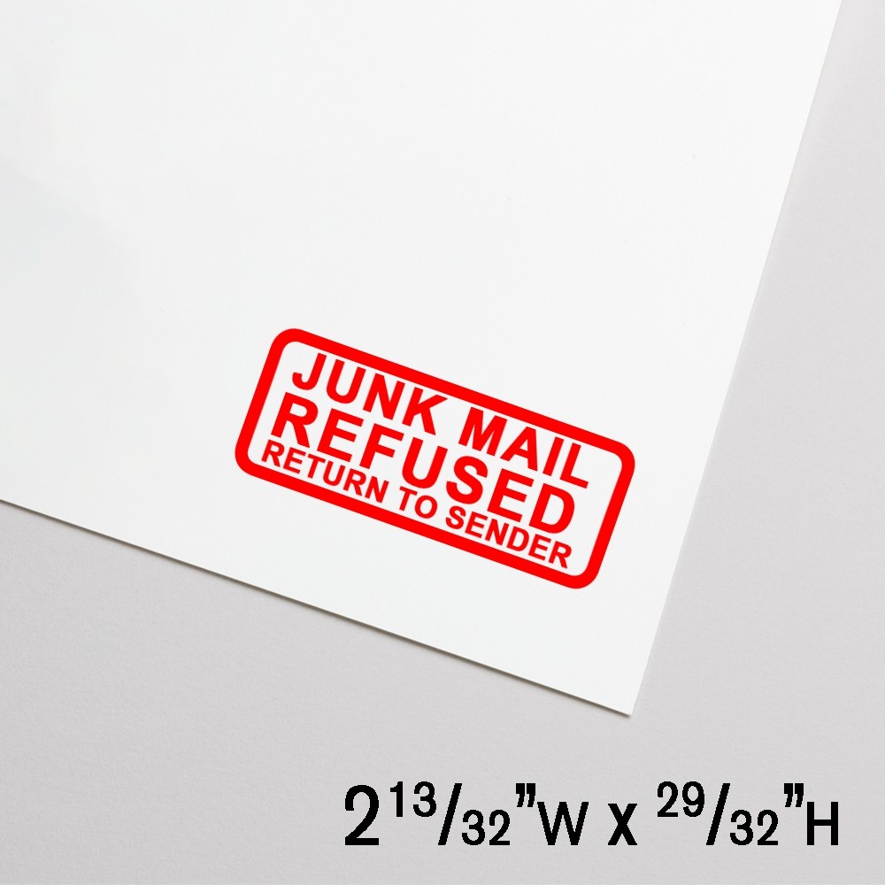 Self-Inking Stamp - Junk Mail Refused Return to Sender - Red Ink - 2.4"W x 0.9"H Large