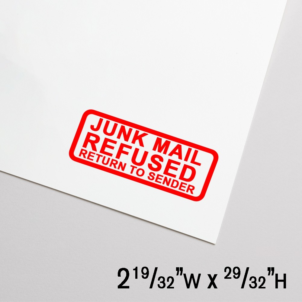 Self-Inking Stamp - Junk Mail Refused Return to Sender - Red Ink - 2.6"W x 0.9"H Extra Large