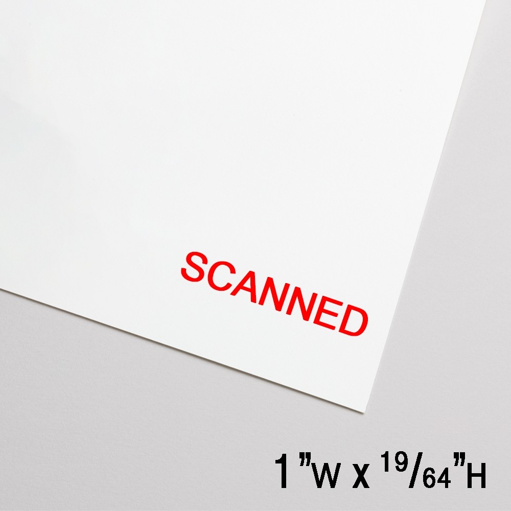 Self-Inking Stamp - Scanned - Red Ink - 1.0"W x 0.3"H Small