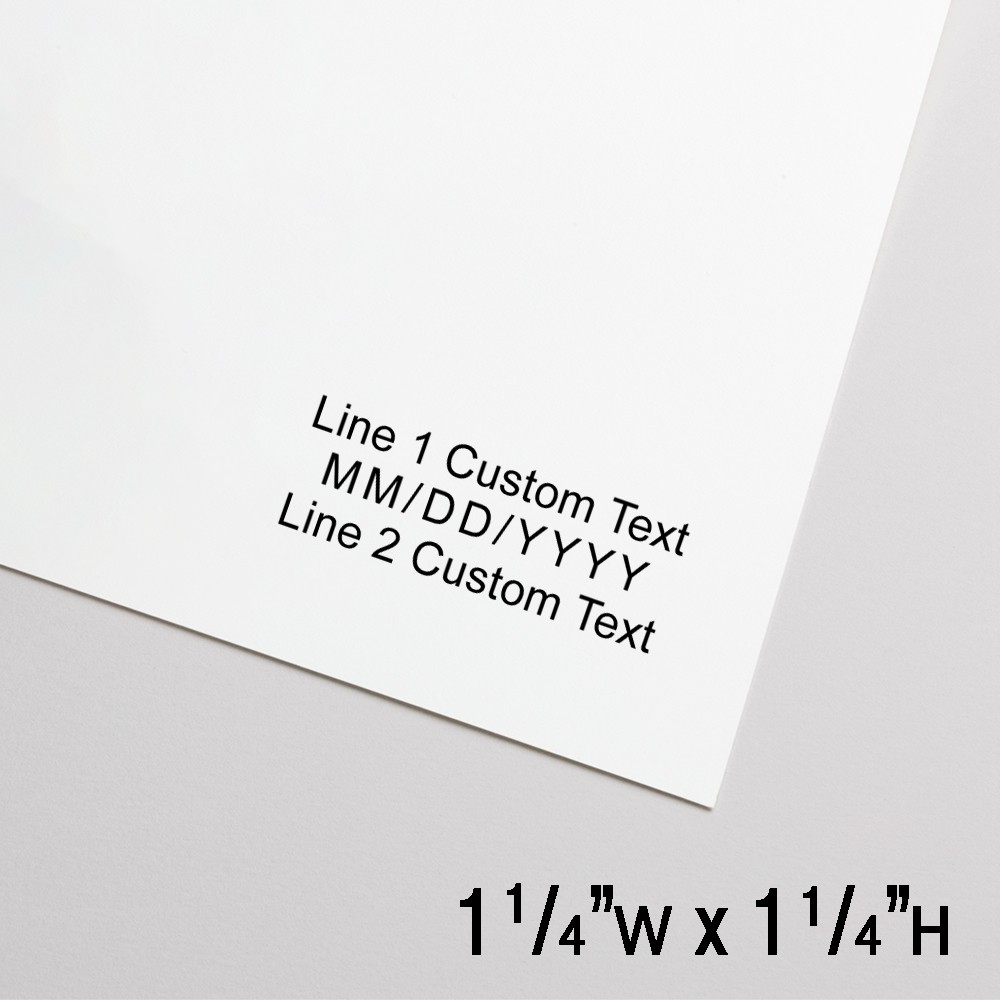 1.25 inches wide - 1.25 inches tall imprint