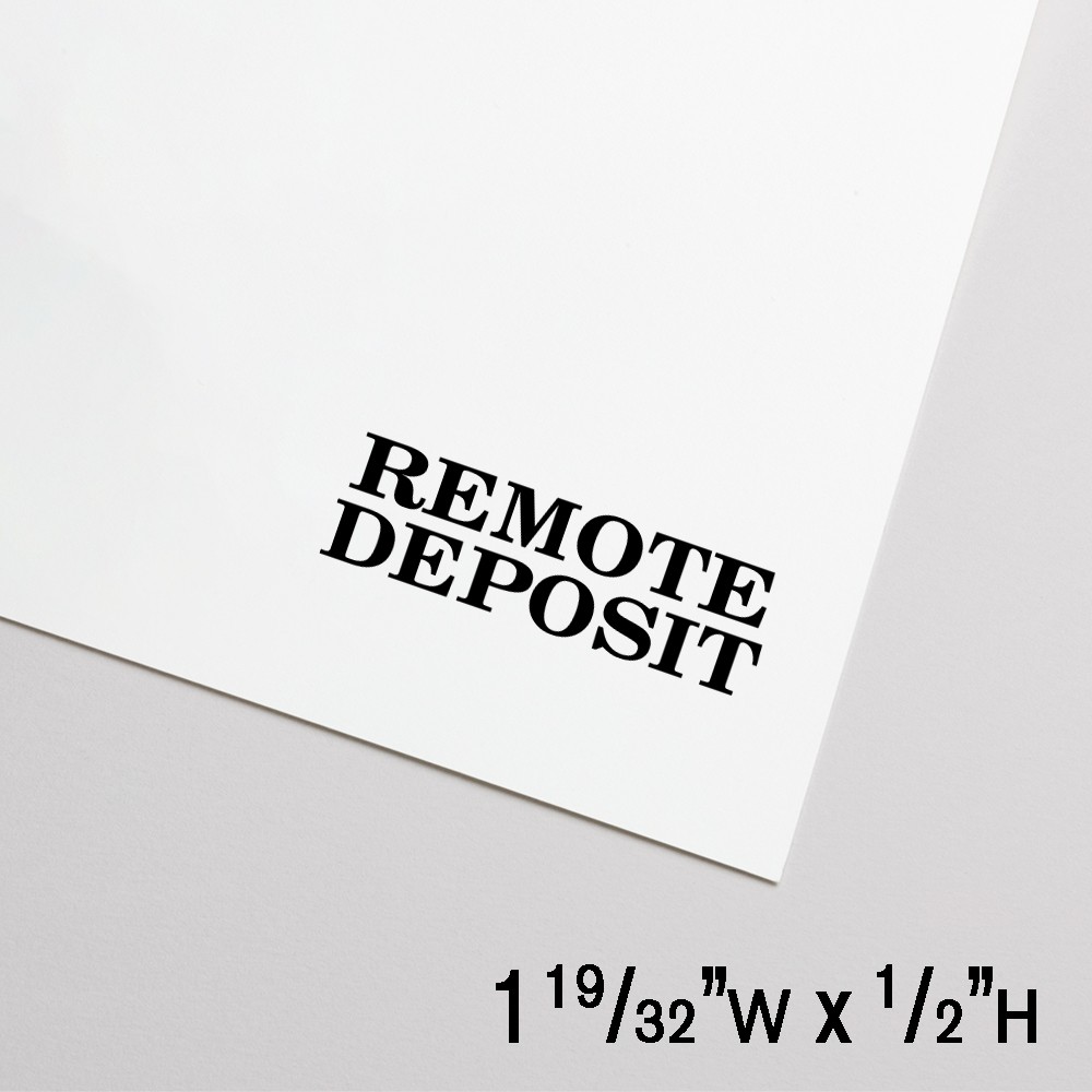 Self-Inking Stamp - Remote Deposit - Black - 1.6"W x 0.5"H Medium