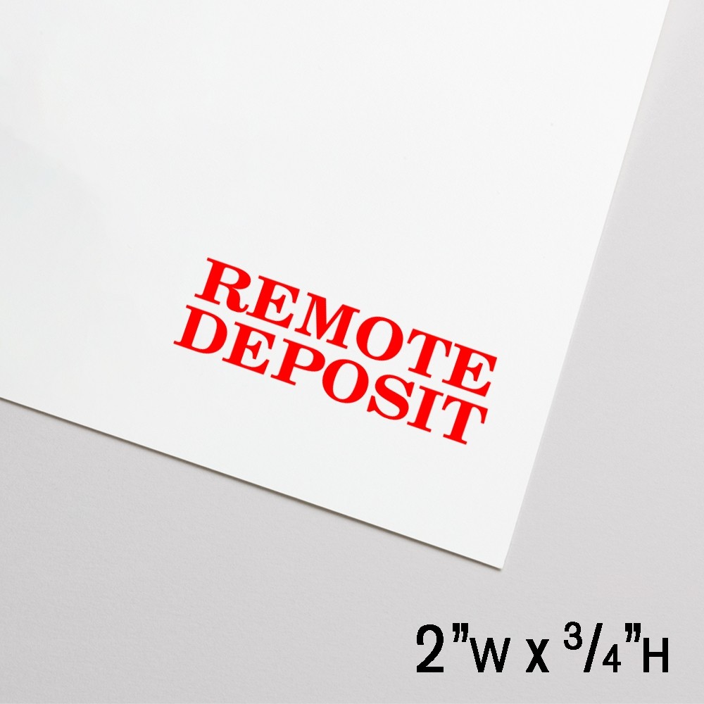 Self-Inking Stamp - Remote Deposit - Red - 2"W x .75"H Large